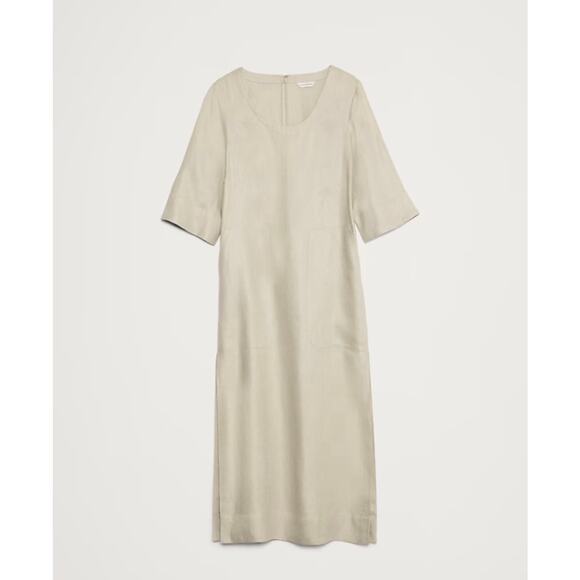 New Banana Republic Linen Scoop Neck Maxi Dress  Beige XL Extra Large Cover-Up - Picture 4 of 12